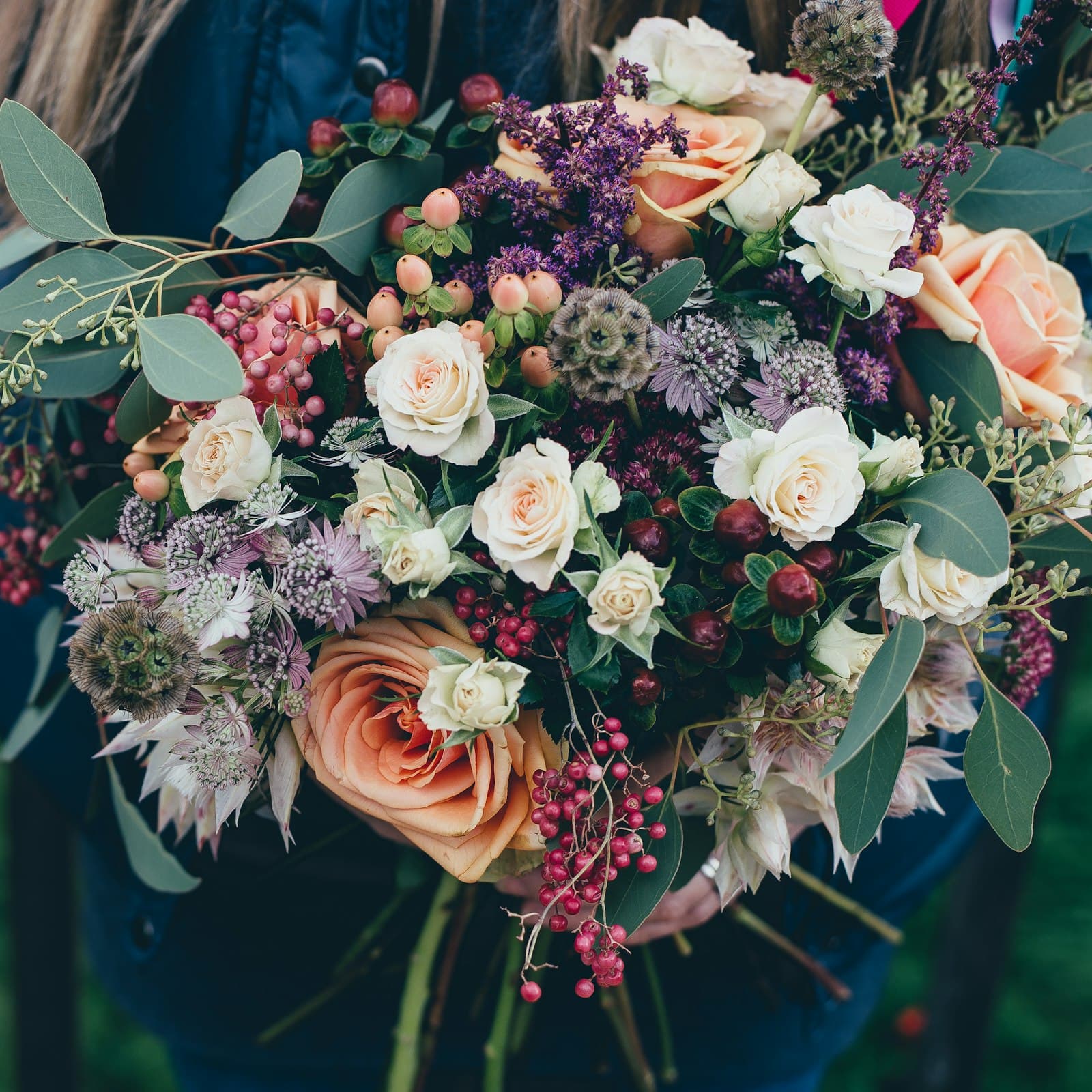 Lush Atelier — garden roses, scabiosa and astilbe